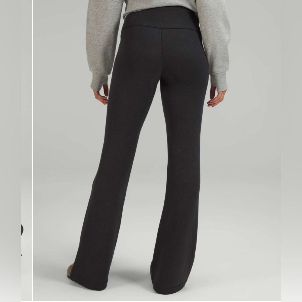 Lululemon Brushed Softstreme Ribbed Zip Flared Pant 32.5"Black size 10